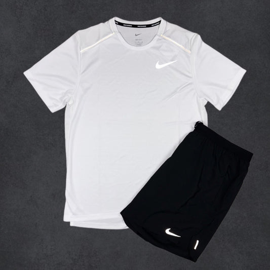 ‘WHITE’ NIKE MILER & ‘BLACK’ FLEX STRIDE SHORTS SET